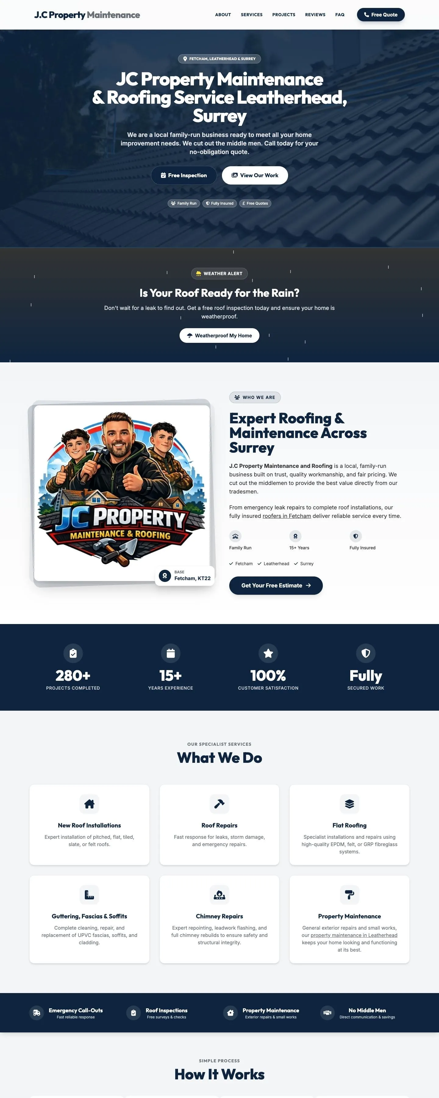 JC Property Maintenance & Roofing website homepage
