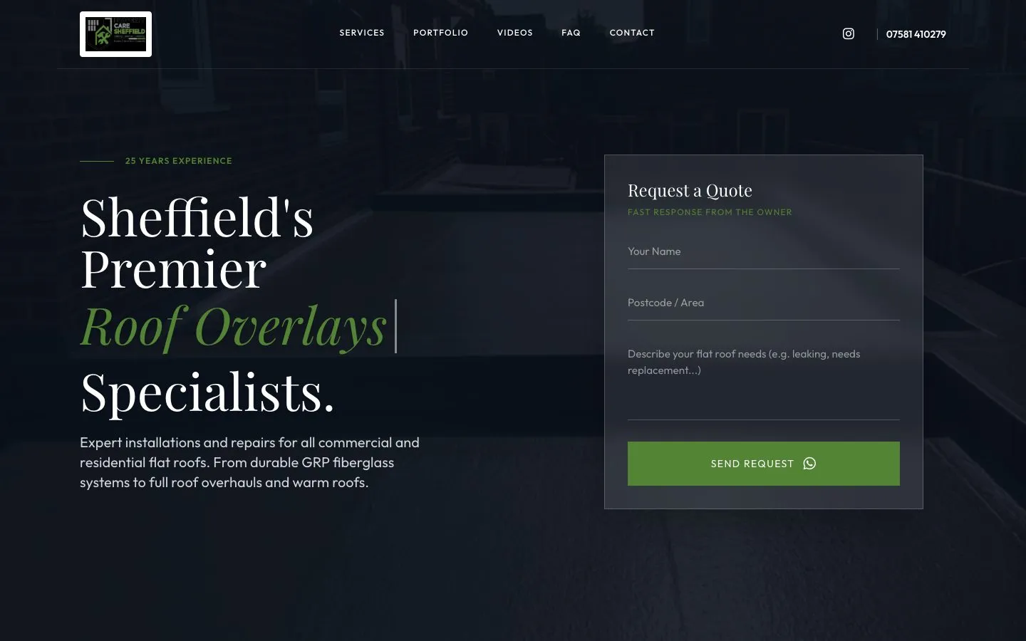 Property Care Sheffield website homepage