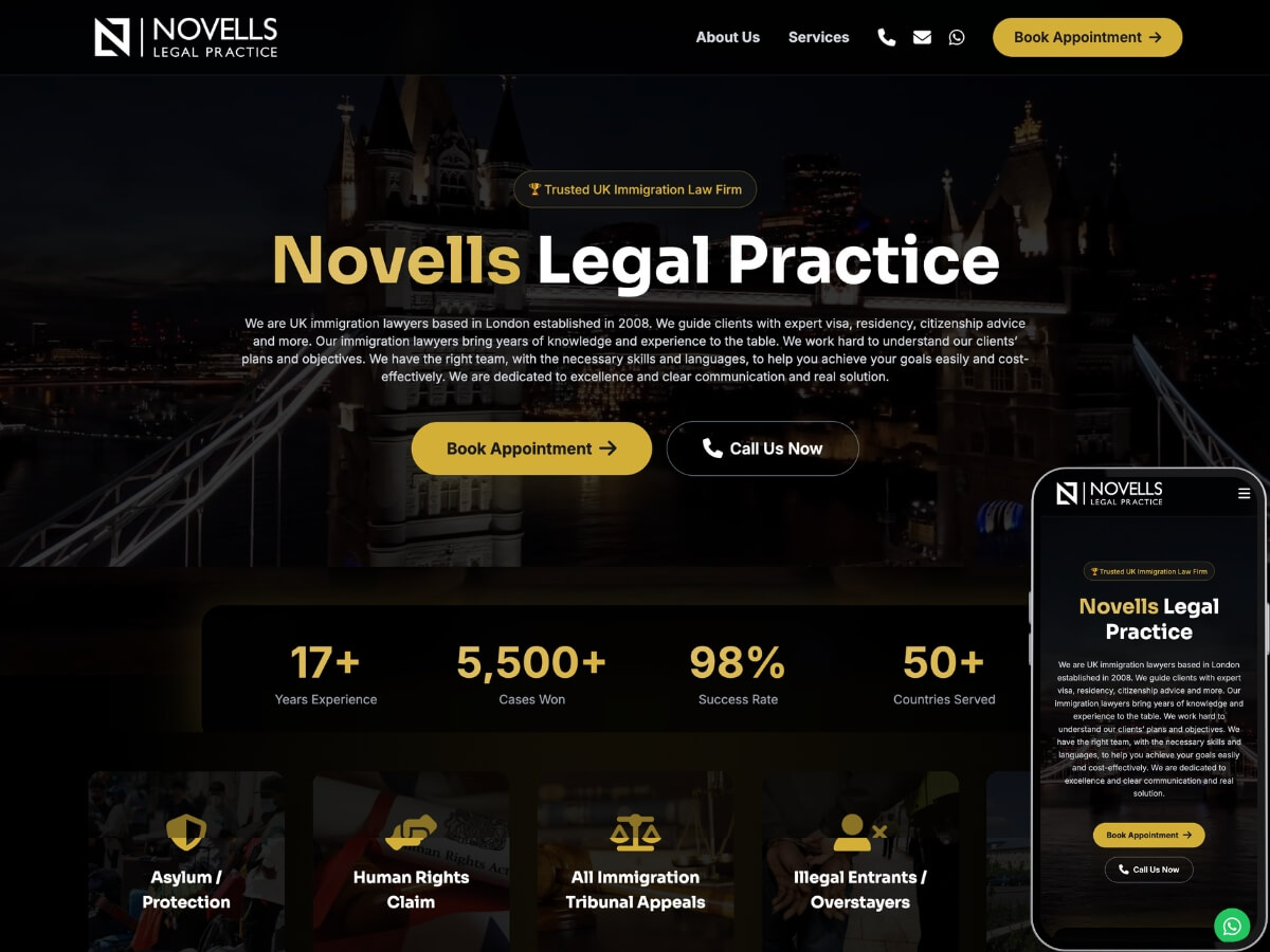 Immigration Lawyer - Legal Service website design by BrainyWebs